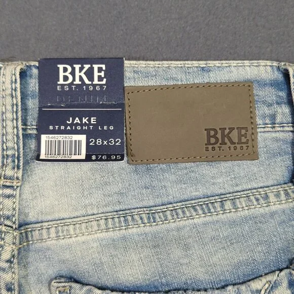 BKE Jeans Men's 28x32 Blue Jake Straight Leg Distressed Denim NWT